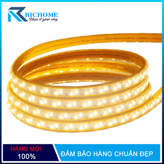Bộ 10 mét đèn Led dây 5730/220V 2 hàng bóng chéo ánh sáng trắng hoặc vàng ( tặng kèm 1 dây nguồn)