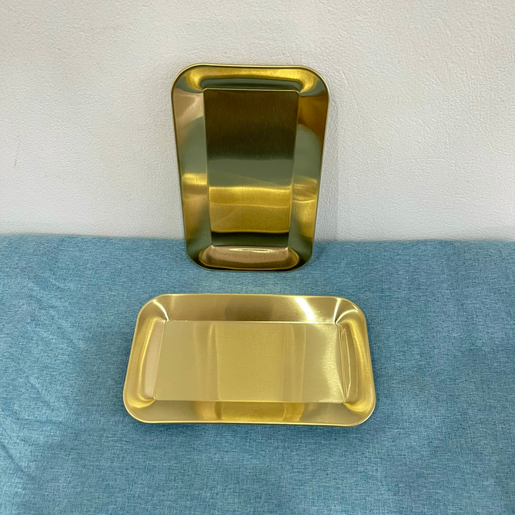 Khay chữ nhật inox mạ vàng 15*23cm