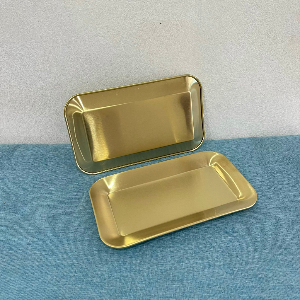 Khay chữ nhật inox mạ vàng 15*23cm