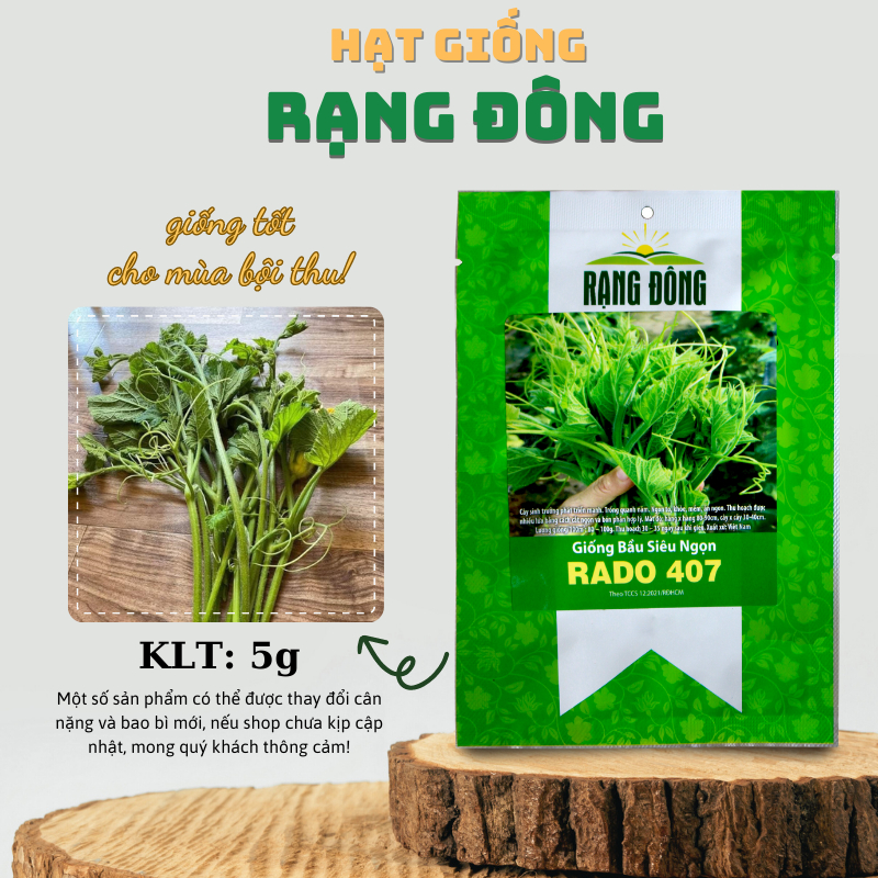 Hạt giống Bí Siêu Ngọn (Bí Lấy Ngọn) siêu đọt, giòn, ngọt, trồng quanh năm (gói 10 gr) - Hạt giống Rạng Đông