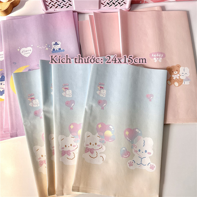 Túi Giấy Mini Đựng Quà Tặng, Vật Nhỏ Cute Hình Bé Gái và Gấu