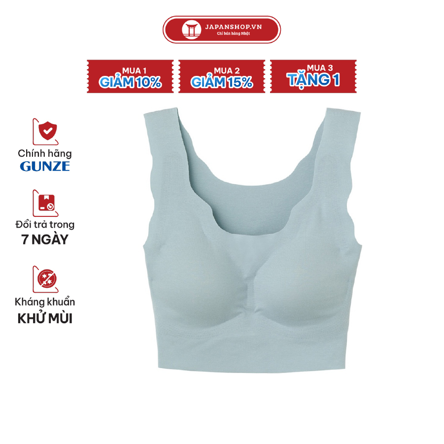 Áo Lót Nữ Cotton Organic Mushy Bra Không Đường May, Kháng Khuẩn, Thấm Hút Mồ Hôi Nhật Bản Fitte Kireilabo Gunze KB3155N