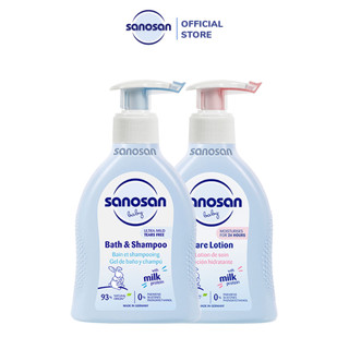 Combo Sữa tắm gội Sanosan Baby bath and shampoo 200ml + Sữa dưỡng thể Sanosan Baby care lotion 200ml