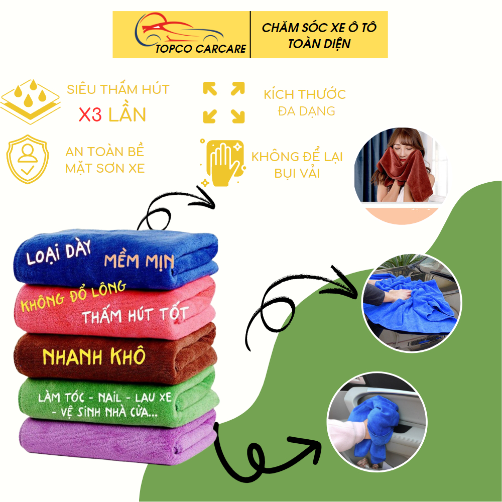 Khăn lau xe đa năng siêu thấm cực dày không sổ lông chuyên dụng dành cho ô tô nhà bếp bàn kính xe máy