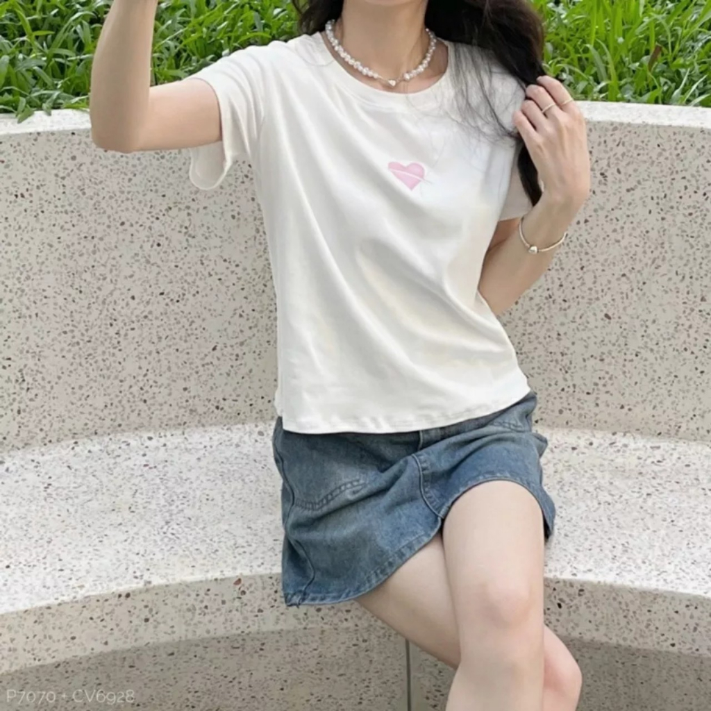 Áo babytee chất zip in hình tim - Retrostyle - Aobabyteehinhtim070_P12K6