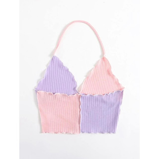 [ORDER SHEIN] Áo Dây Buộc Cổ Phối 2 Màu Pastel