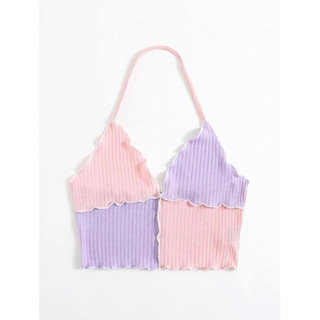 [ORDER SHEIN] Áo Dây Buộc Cổ Phối 2 Màu Pastel