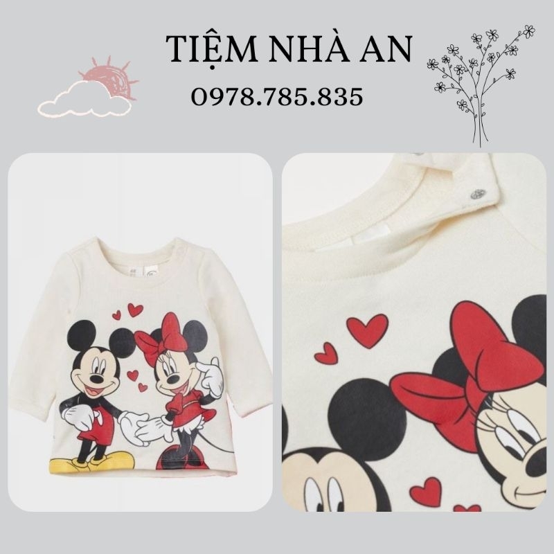 áo nỉ mickey hm bé gái , áo dài tay xuất dư h.m cho bé