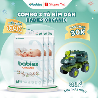 Combo 3 Bịch Tã Bỉm Dán Babies Organic có đủ size thương hiệu Việt thấm hút cực nhanh, chống tràn, siêu mềm mịn cho bé