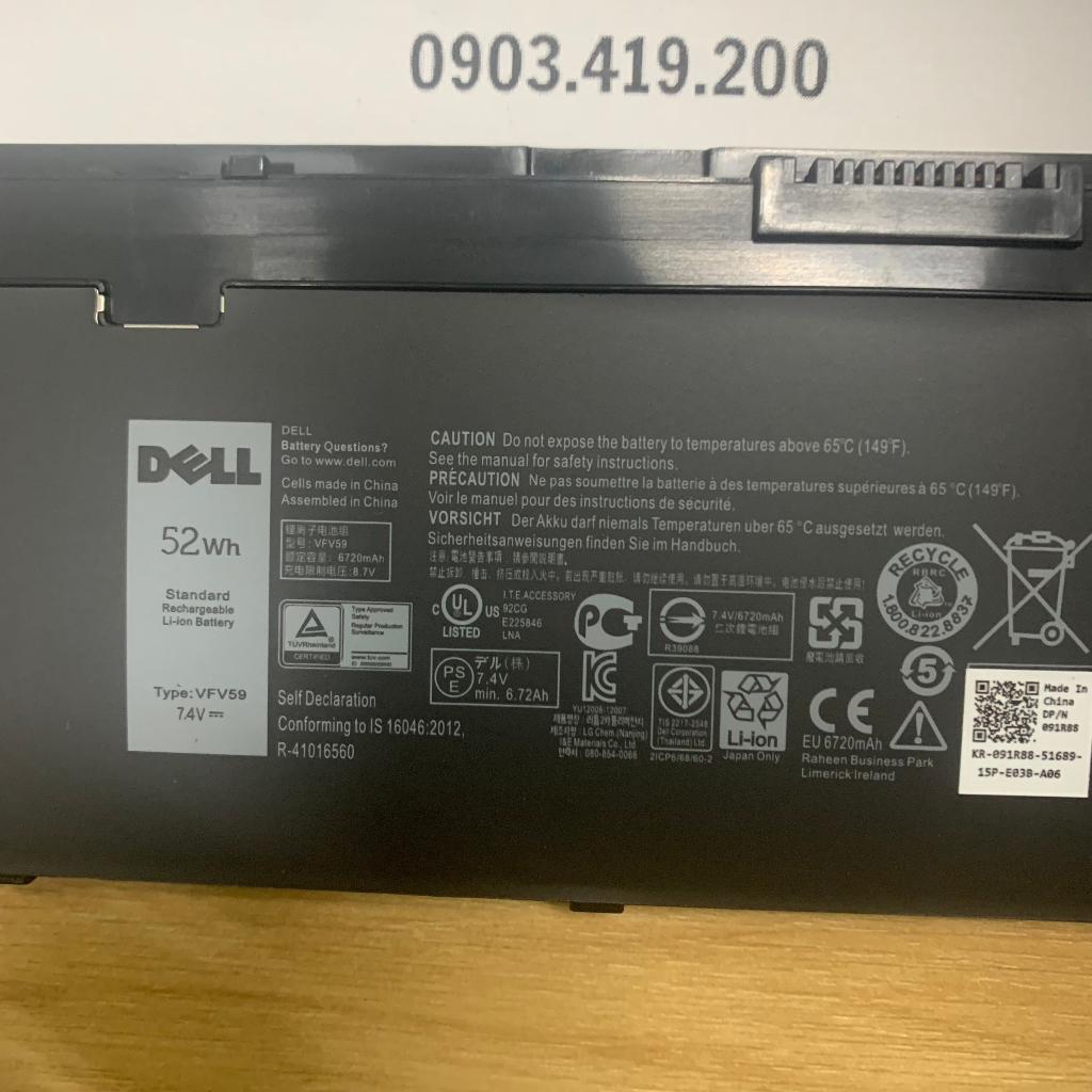 Pin laptop Dell Latitude 12 7000 E7240 E7250 – E7240 WD52H  – 4 CELL