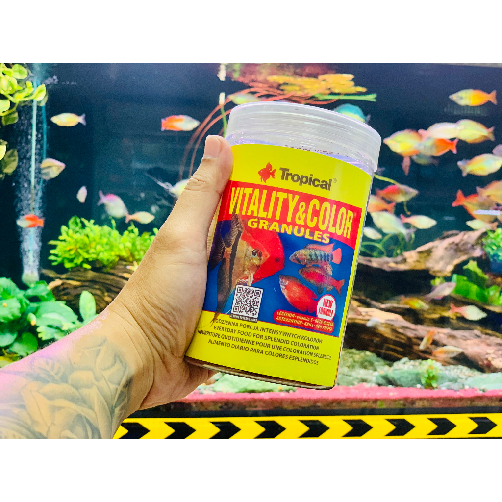 Thức ăn cám cá  Tropical Vitality & Color Granulat Bản Nâng Cấp kích màu cá Cầu vồng, Đĩa, thần tiên, Cá thuỷ sinh...