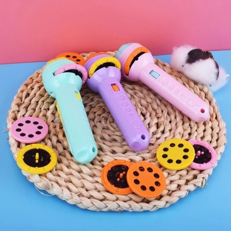 Đèn pin chiếu hình full 80 hình  động vật, giao thông, trái cây, đèn pin chiếu bóng nhiều chủ đề cho bé