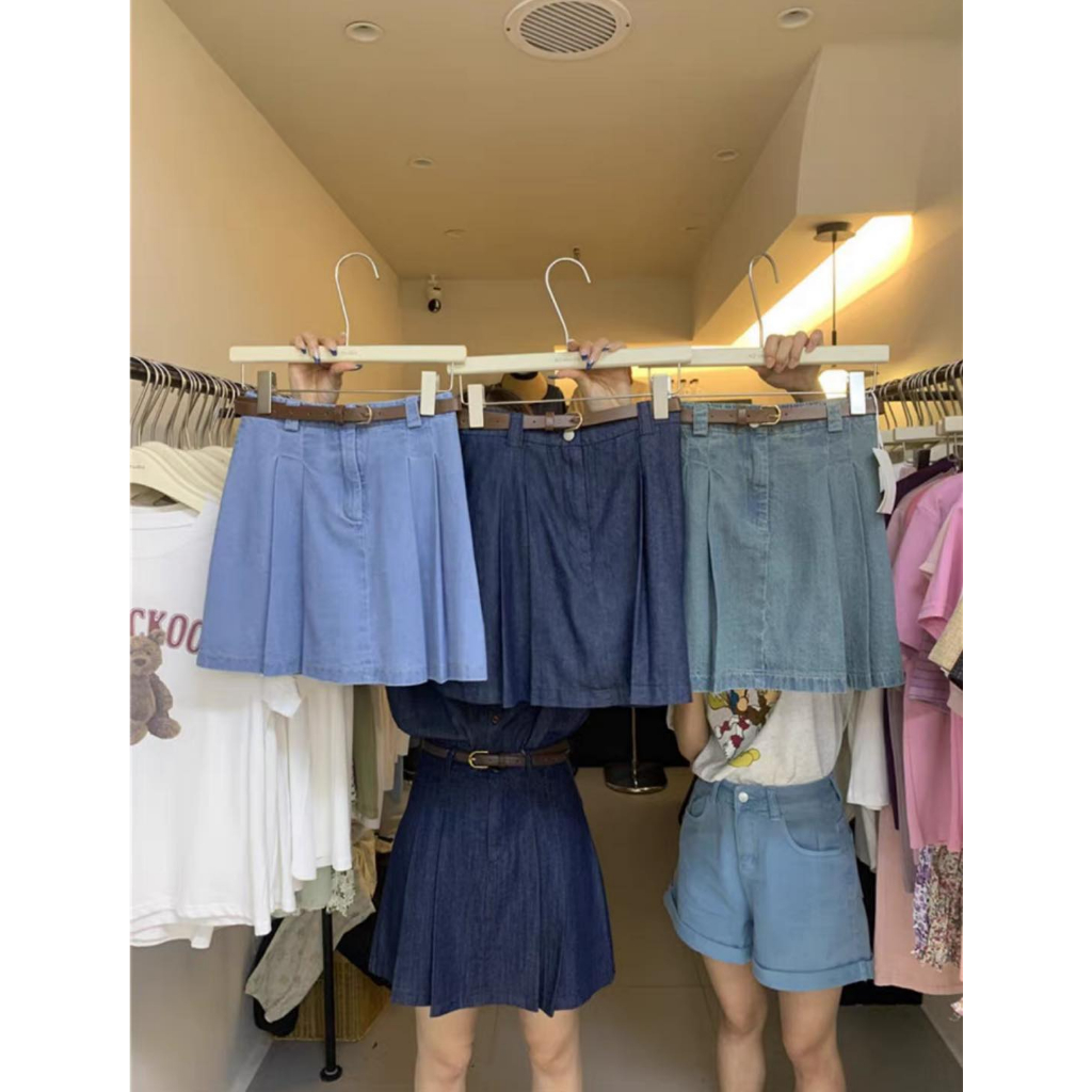 Chân Váy Jean Xếp Ly 2 Bên Kèm Nịt XONXEN SHOP QUẢNG NGÃI Mã 2368