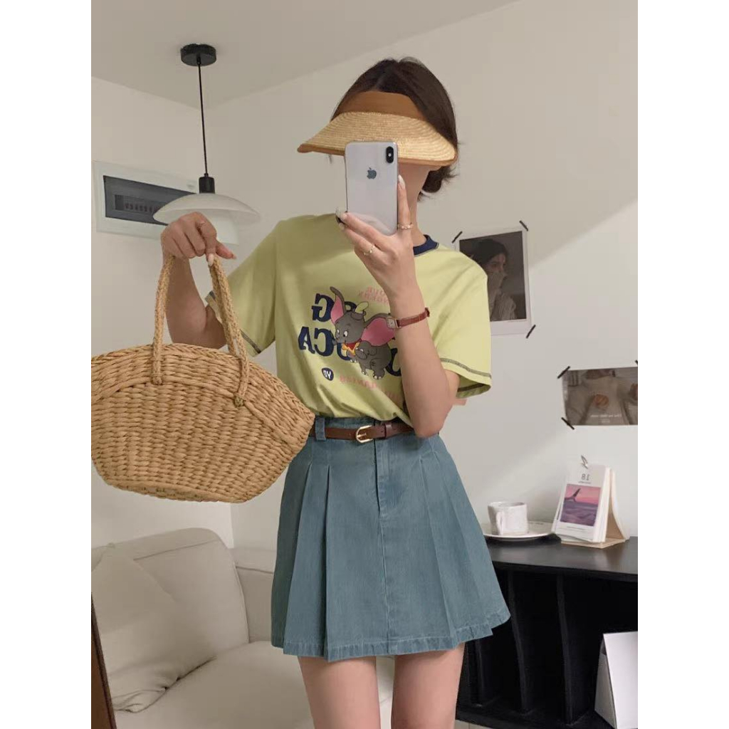 Chân Váy Jean Xếp Ly 2 Bên Kèm Nịt XONXEN SHOP QUẢNG NGÃI Mã 2368