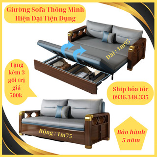 Giường sofa thông minh- sofa giường nhập khẩu đa chức năng- đệm cao su và xơ dừa - khung thép cacbon chịu lực cao
