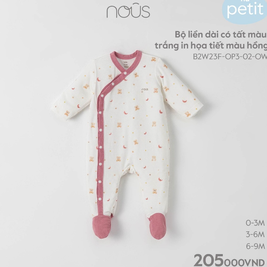 Bộ bodysuit cài thẳng cho bé sơ sinh Nous petit