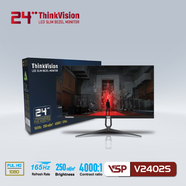 Màn hình LED VSP ThinVision V2402S Tần số quét 165HZ Bảo hành 36 tháng Tặng kem tai nghe