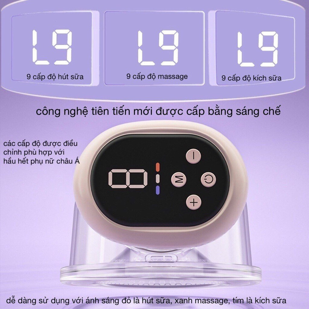 Máy Hút Sữa Điện Đơn Không Dây RH - 289 Máy Hút Sữa Rảnh Tay 3 Chế Độ Mỗi Chế Độ 9 Cấp Hút Nhẹ Nhàng Êm Ái Không Đau