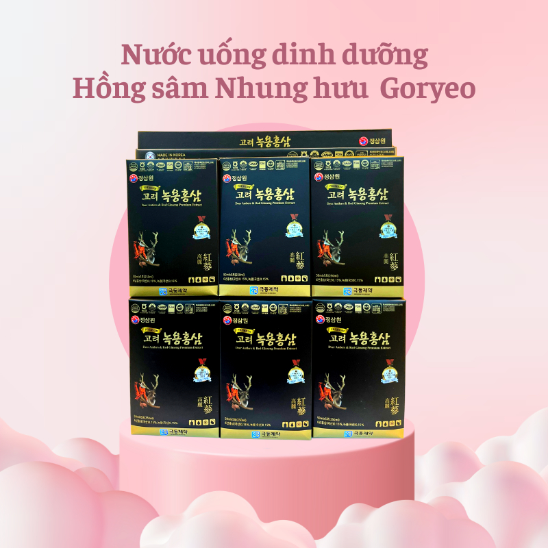 Nước Hồng Sâm Nhung Hươu GORYEO Hàn Quốc Túi 6 hộp x 5 gói | Bồi bổ sức khỏe, Tăng cường trí lực | Quà tặng tinh tế