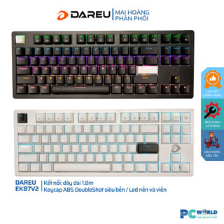Bàn phím cơ gaming dareu ek87 v2 white / ek87 black led bo viền rgb