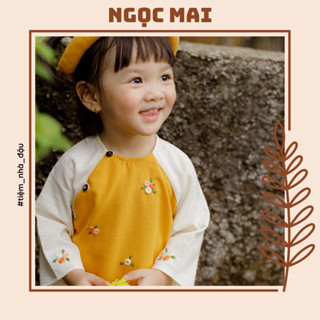 [Tiệm nhà Đậu] Ngọc Mai - Áo dài bé gái thiết kế cao cấp - thêu tay - không kèm mấn