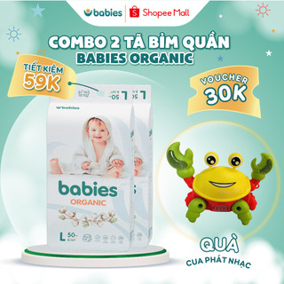Combo 2 Bịch Tã Bỉm Quần Babies Organic có đủ size thương hiệu Việt thấm hút cực nhanh, chống tràn, siêu mềm mịn cho bé