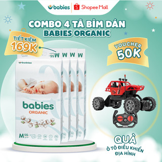 Combo 4 Bịch Tã Bỉm Dán Babies Organic có đủ size thương hiệu Việt thấm hút cực nhanh, chống tràn, siêu mềm mịn cho bé