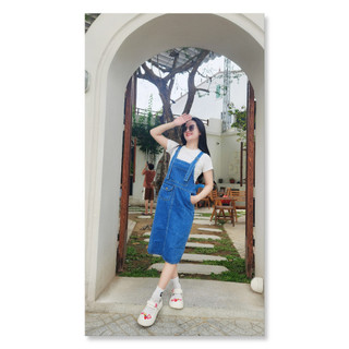 Yếm váy jean LB_Official form dài có nắp, chất bò ulzzang phong cách hàn quốc, LB15