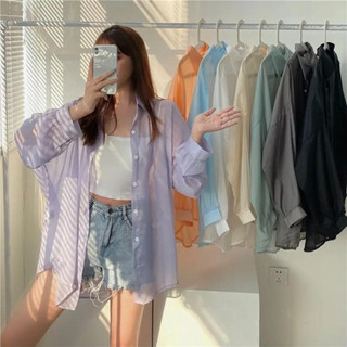Áo Sơ Mi Voan mỏng khoác Đi biển nhiều màu, Áo Khoác voan tơ mỏng trong suốt