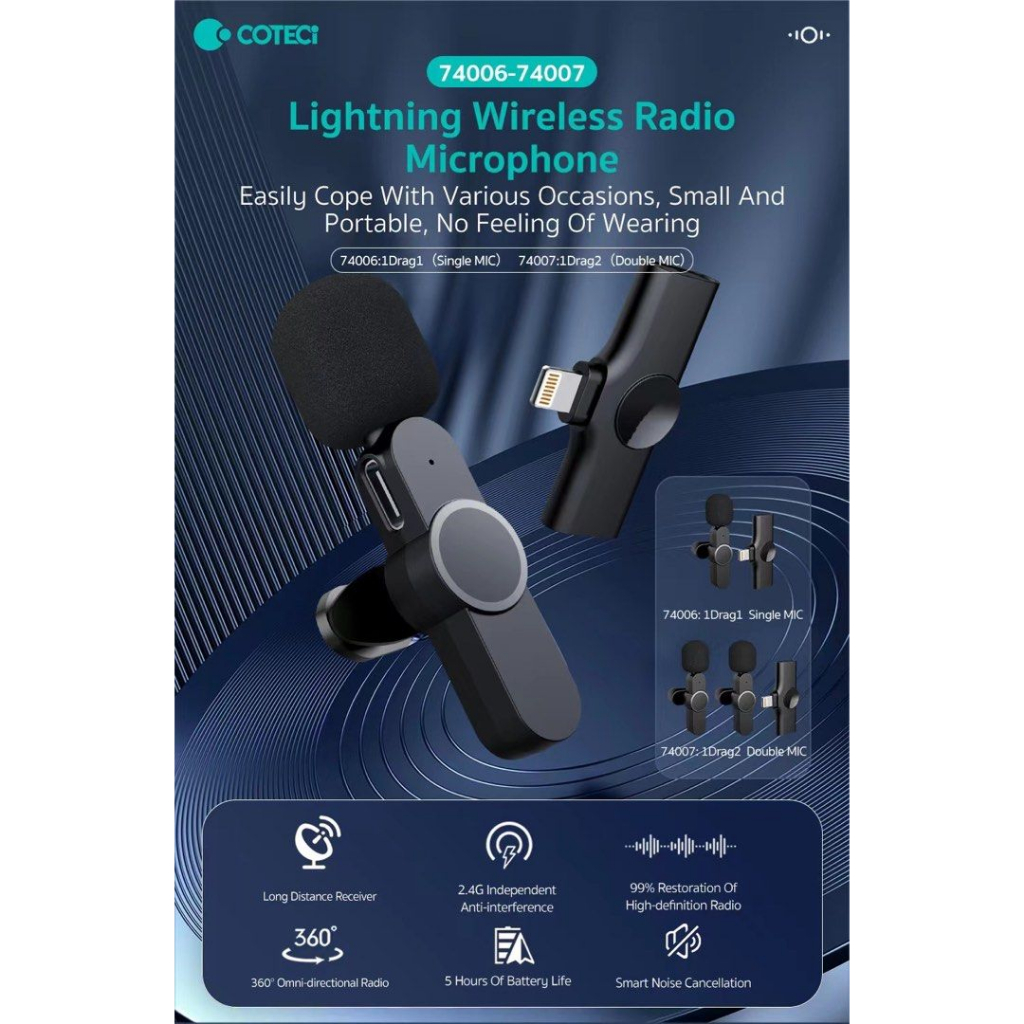 Micro Thu Âm Lightning COTECi Cài Áo 74003 74006 74007 Nghe Cực Rõ Nét Hàng Chính Hãng COTECi
