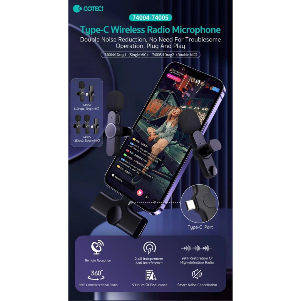 Micro Thu Âm Lightning COTECi Cài Áo 74003 74006 74007 Nghe Cực Rõ Nét Hàng Chính Hãng COTECi