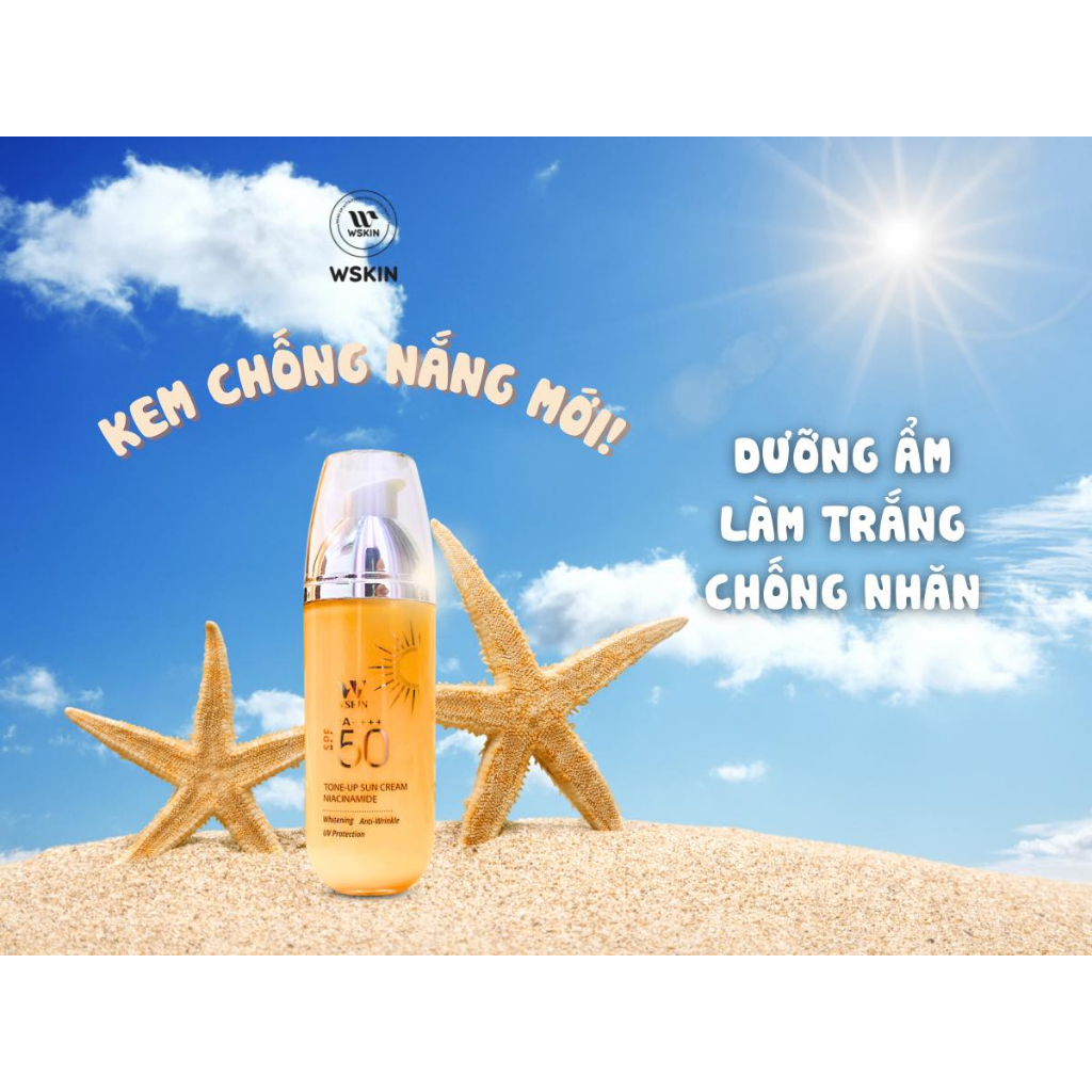 Kem chống nắng dưỡng trắng da Wskin Tone-up Sun Cream Niacinamide Spf50+ Pa++++