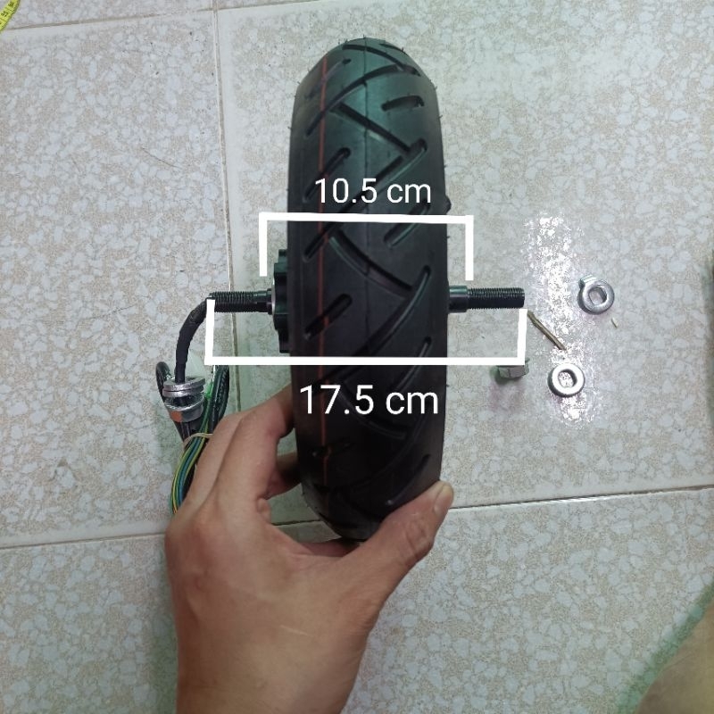 Bánh xe 10 inch phanh đĩa kèm động cơ 3 pha không chổi than 36V 350W