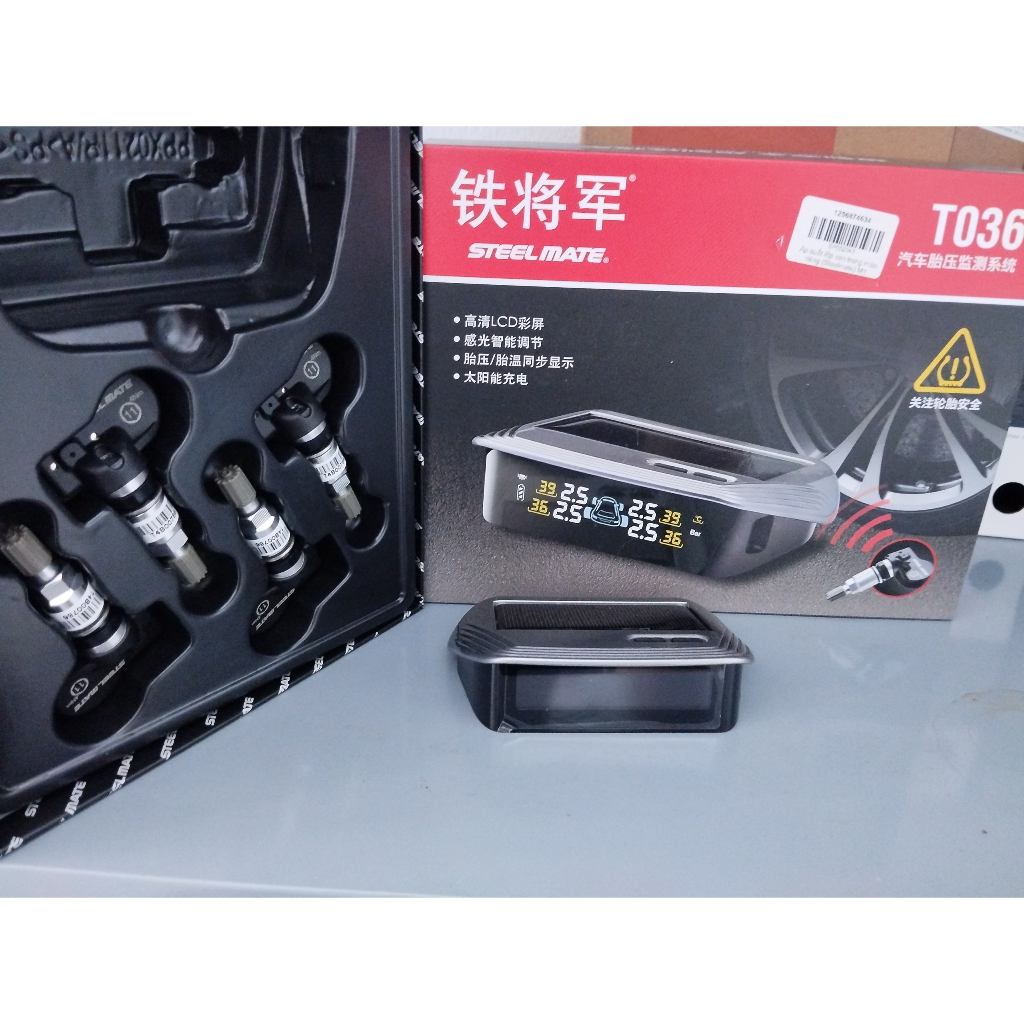 Cảm Biến Áp Suất Lốp Ô tô Steelmate T036 Van Gắn Trong Sạc Năng Lượng Mặt Trời TPMS Xe Hơi Chính Hãng