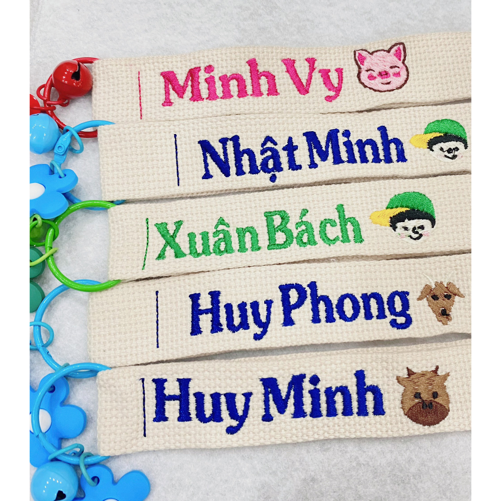 Nametag thêu tên theo yêu cầu, tag treo cặp cho bé