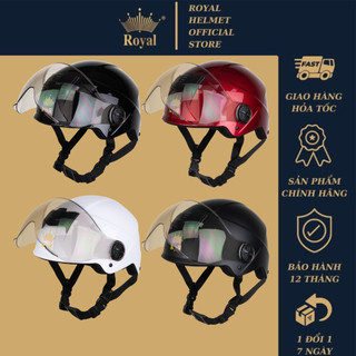 Mũ bảo hiểm nửa đầu có kính Royal M158 đi xe máy vòng đầu từ 55-58cm