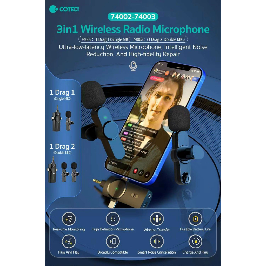 Micro Thu Âm Lightning COTECi Cài Áo 74003 74006 74007 Nghe Cực Rõ Nét Hàng Chính Hãng COTECi