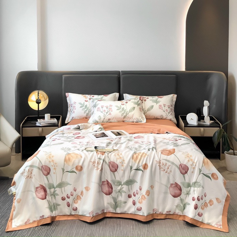 ( SALE ) Bộ chăn ga gối lụa thái nhập khẩu cao cấp, chất liệu lụa thái thoáng khí mềm mịn, đa dạng
