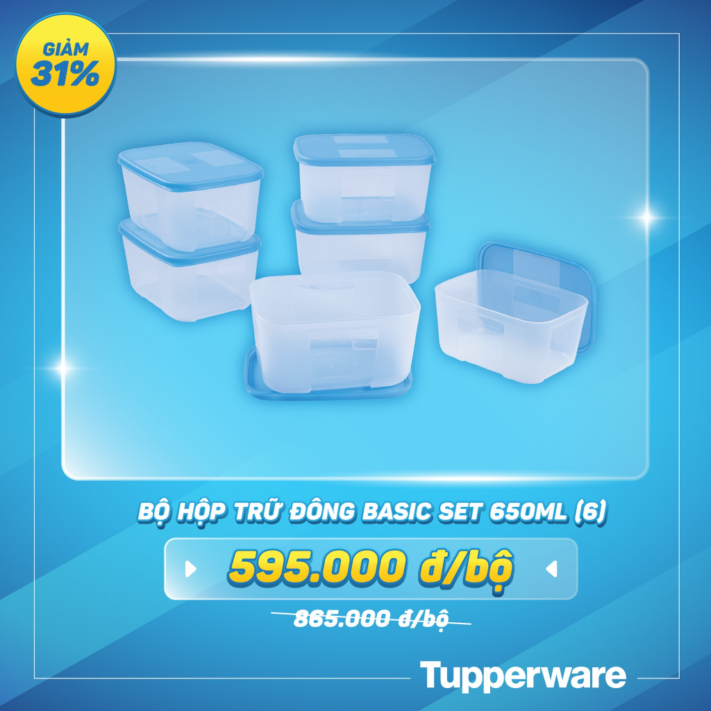 Bộ hộp trữ đông Tupperware Basic Set 650ml (6 Hộp)