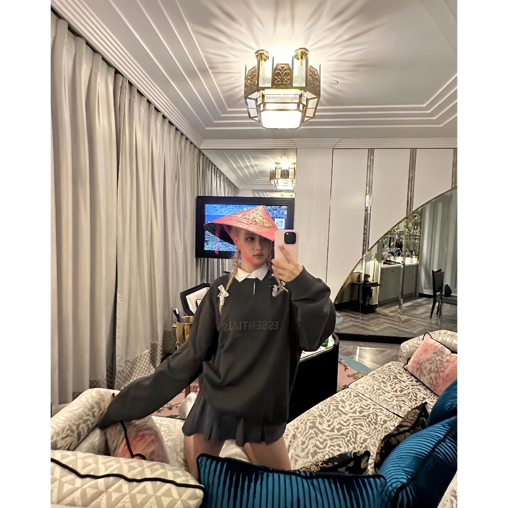 Áo  FEAR OF GOD ESSENTIALS Cổ Polo Dài Tay Nam Nữ, Áo ESSENTIALS Giống Rosé Blackpink Mặc