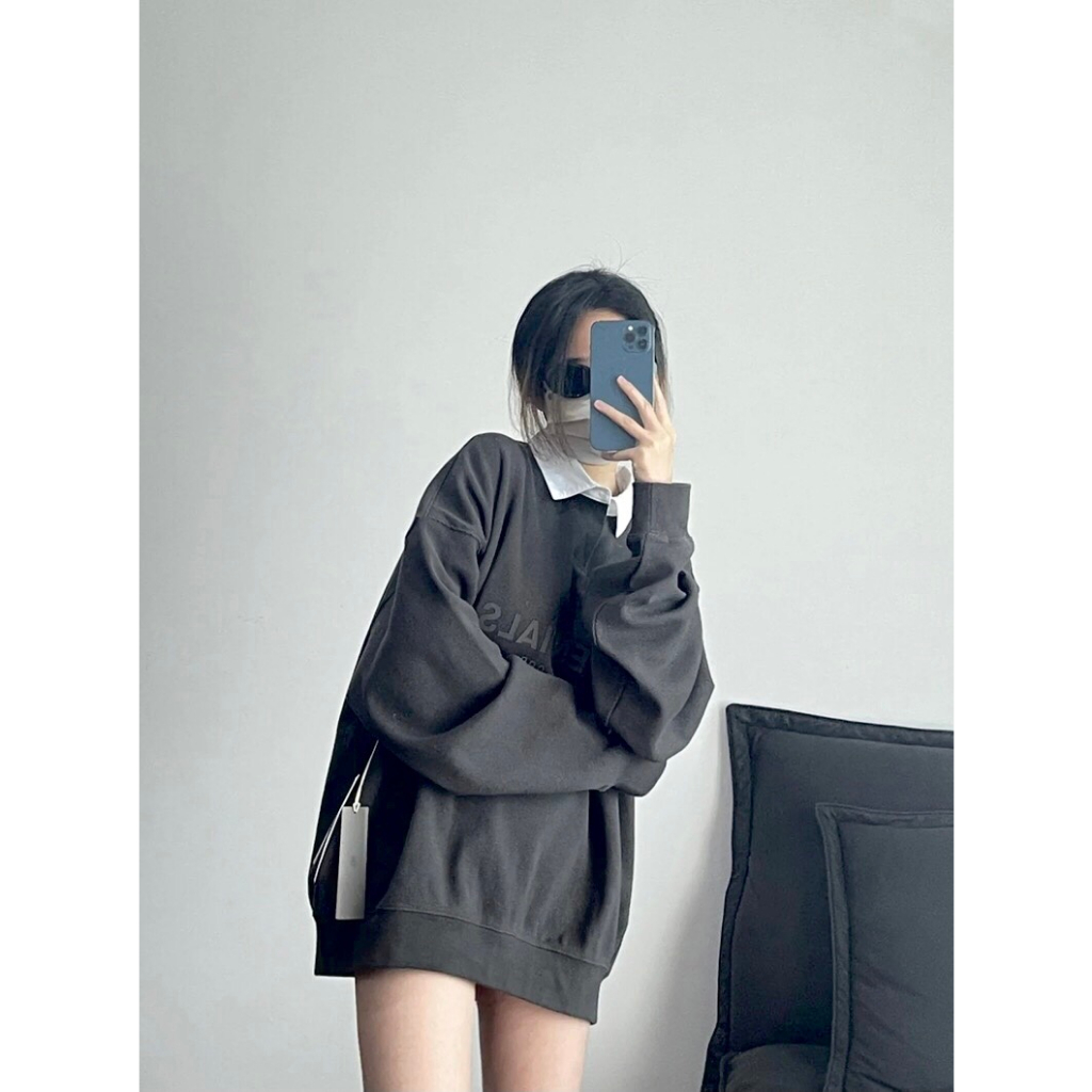 Áo  FEAR OF GOD ESSENTIALS Cổ Polo Dài Tay Nam Nữ, Áo ESSENTIALS Giống Rosé Blackpink Mặc