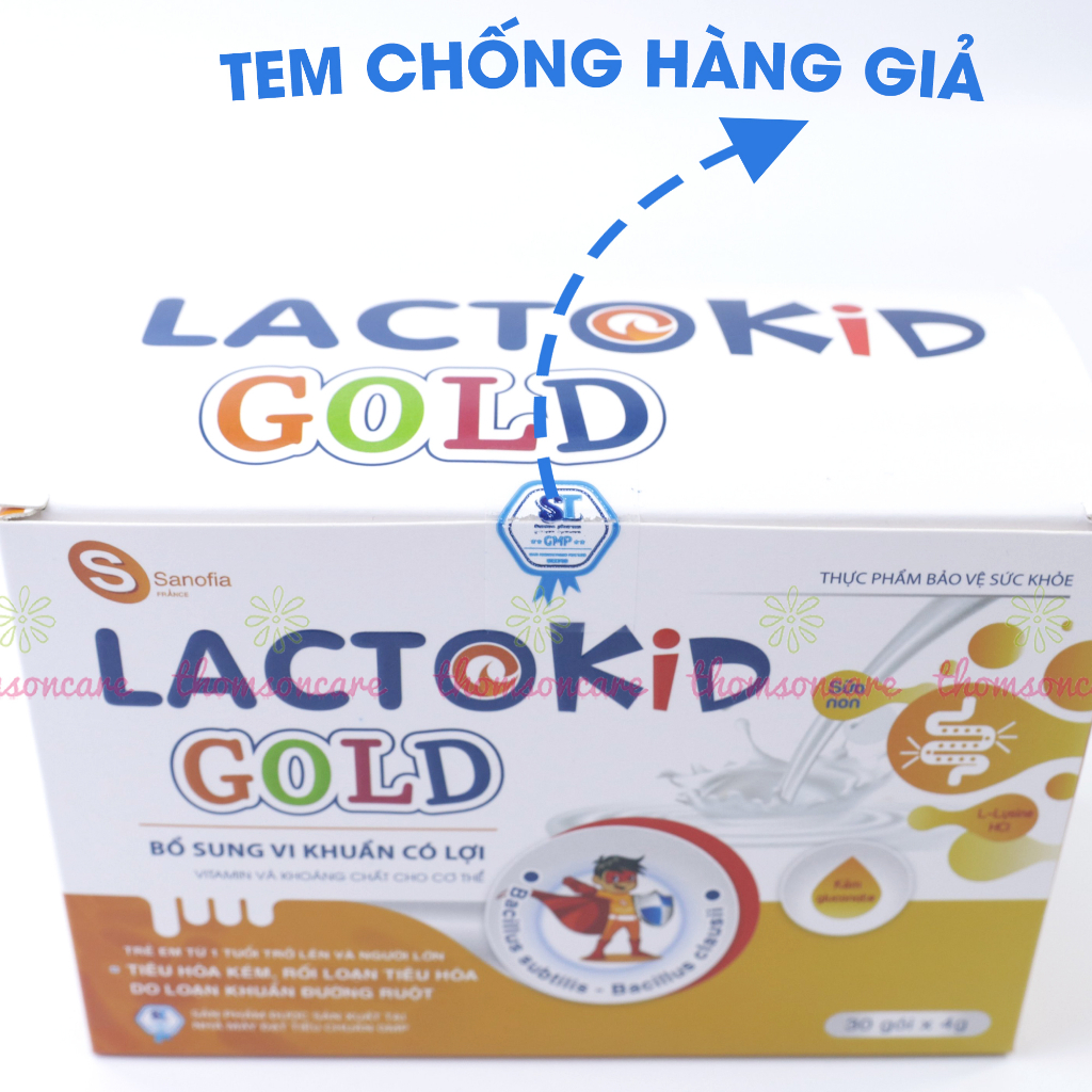 Men tiêu hóa Lactokid Gold - Bổ sung lợi khuẩn, kẽm và vitamin giúp bé tiêu hóa tốt, ăn ngon miệng - Hộp 30 gói