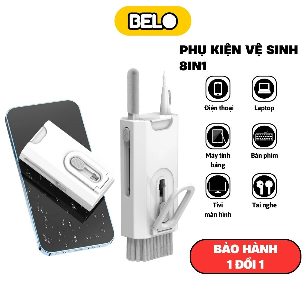 Bộ dụng cụ vệ sinh Laptop - máy tính - bàn phím - tai nghe đa năng 8 In 1 siêu nhỏ gọn - nhựa Abs cao cấp - Belo