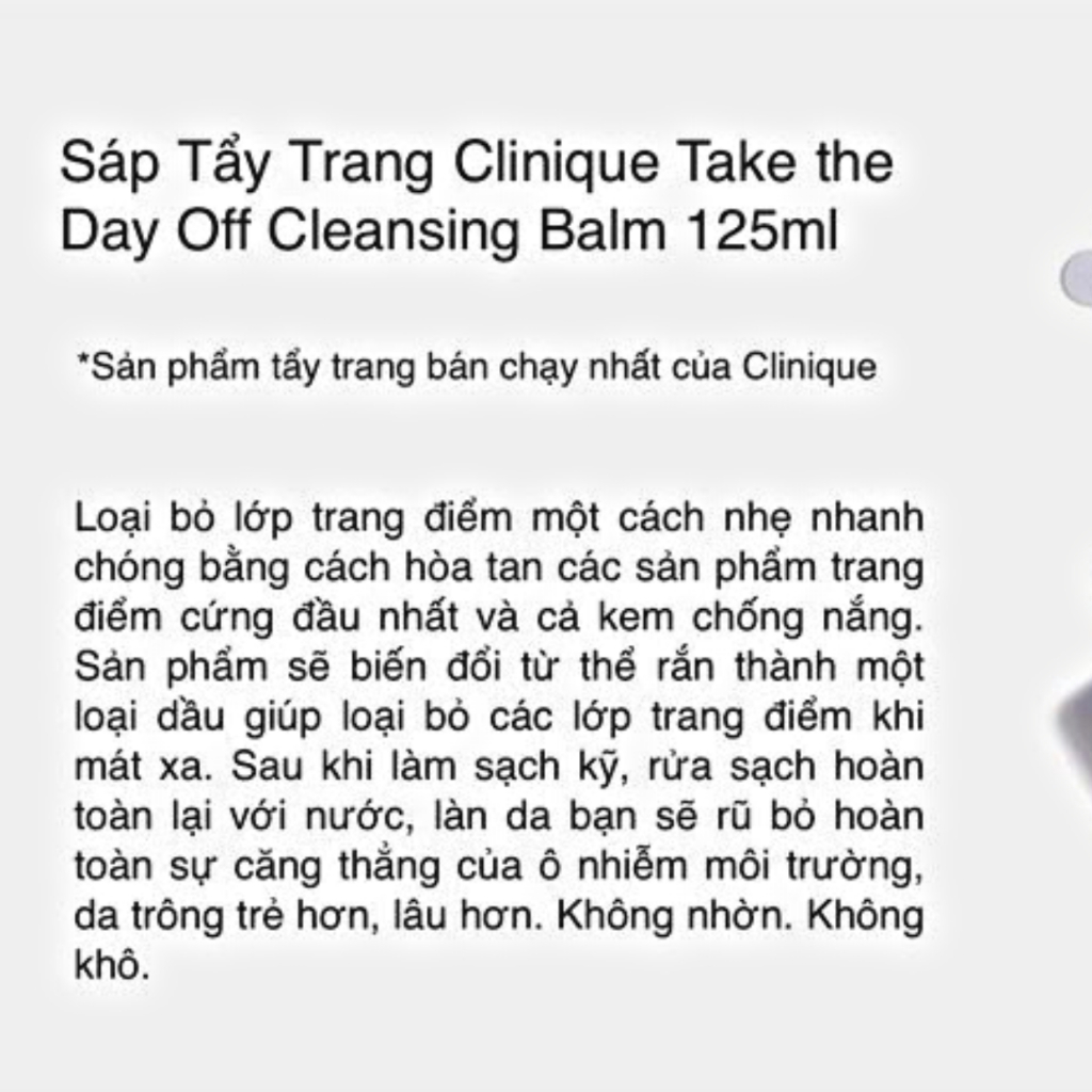 Sáp Tẩy Trang Clinique Take The Day Off Cleansing Balm dung tích 15ml