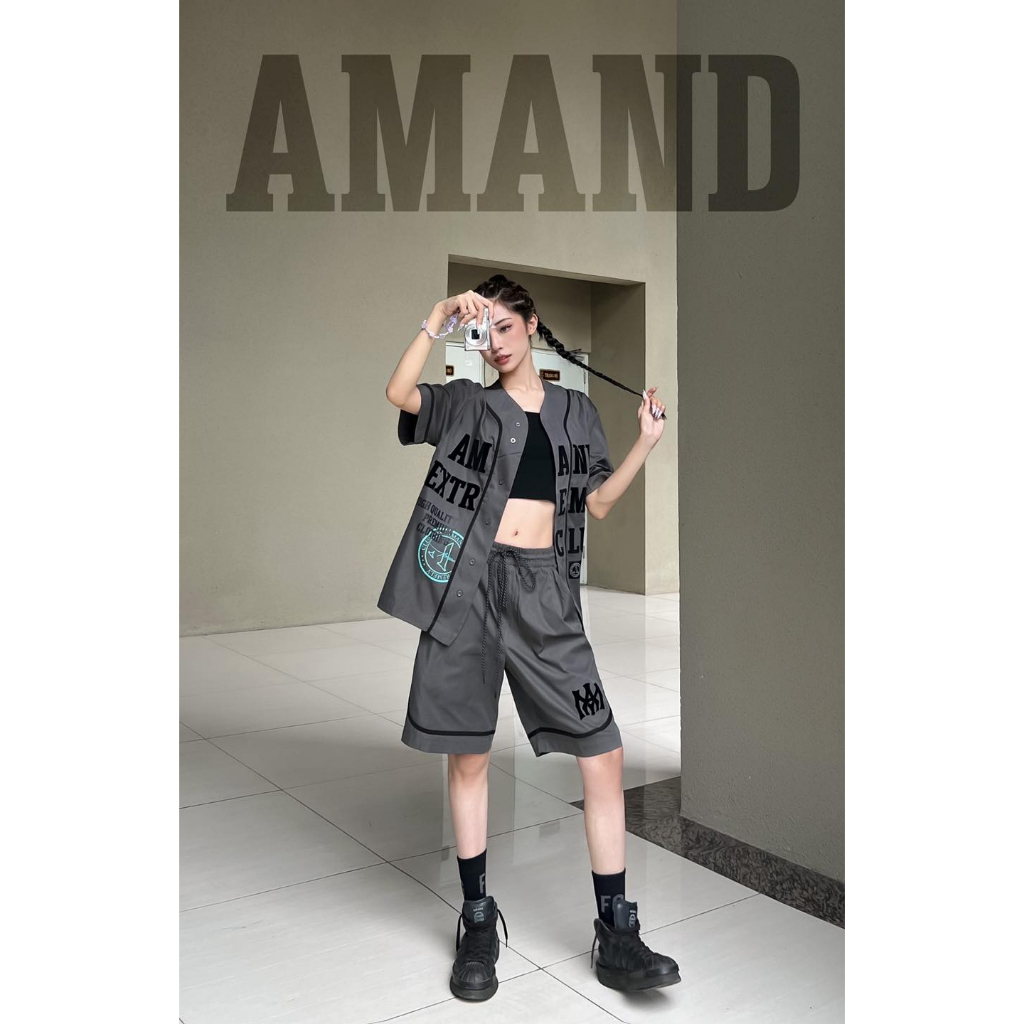 Bộ Bóng chày thể thao Unisex Amand x Bray Unisex Prime League Khaki Set - Grey