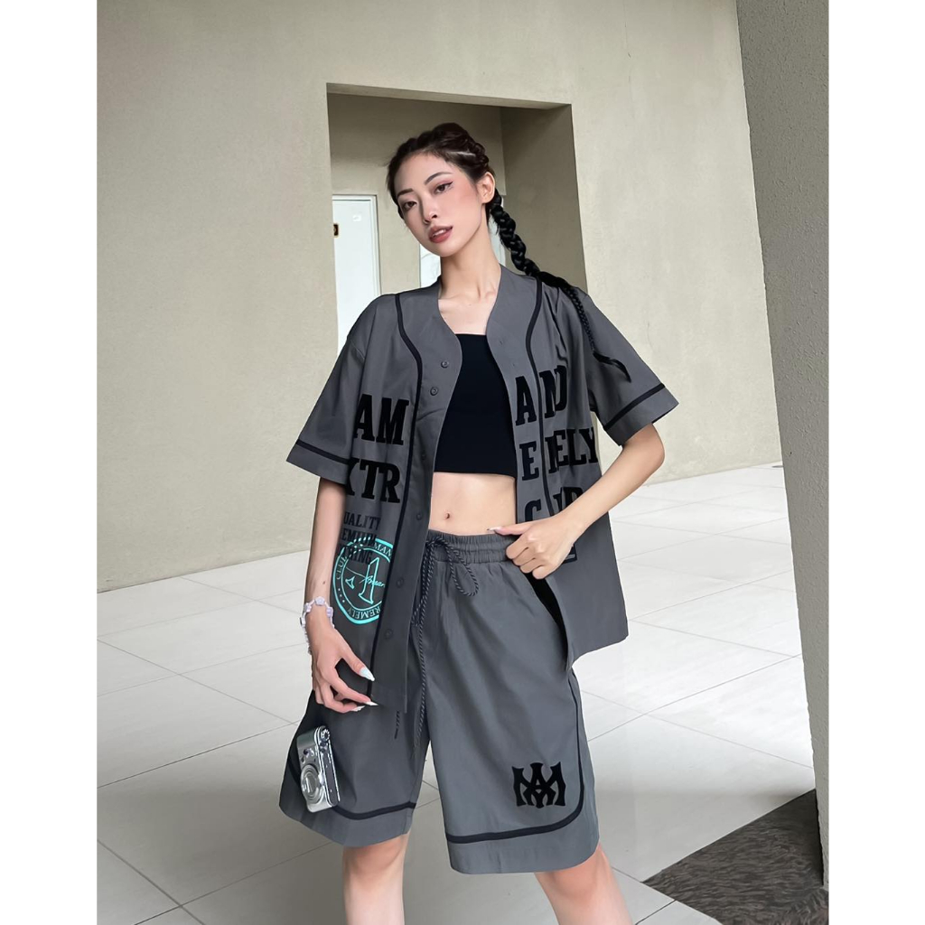 Bộ Bóng chày thể thao Unisex Amand x Bray Unisex Prime League Khaki Set - Grey