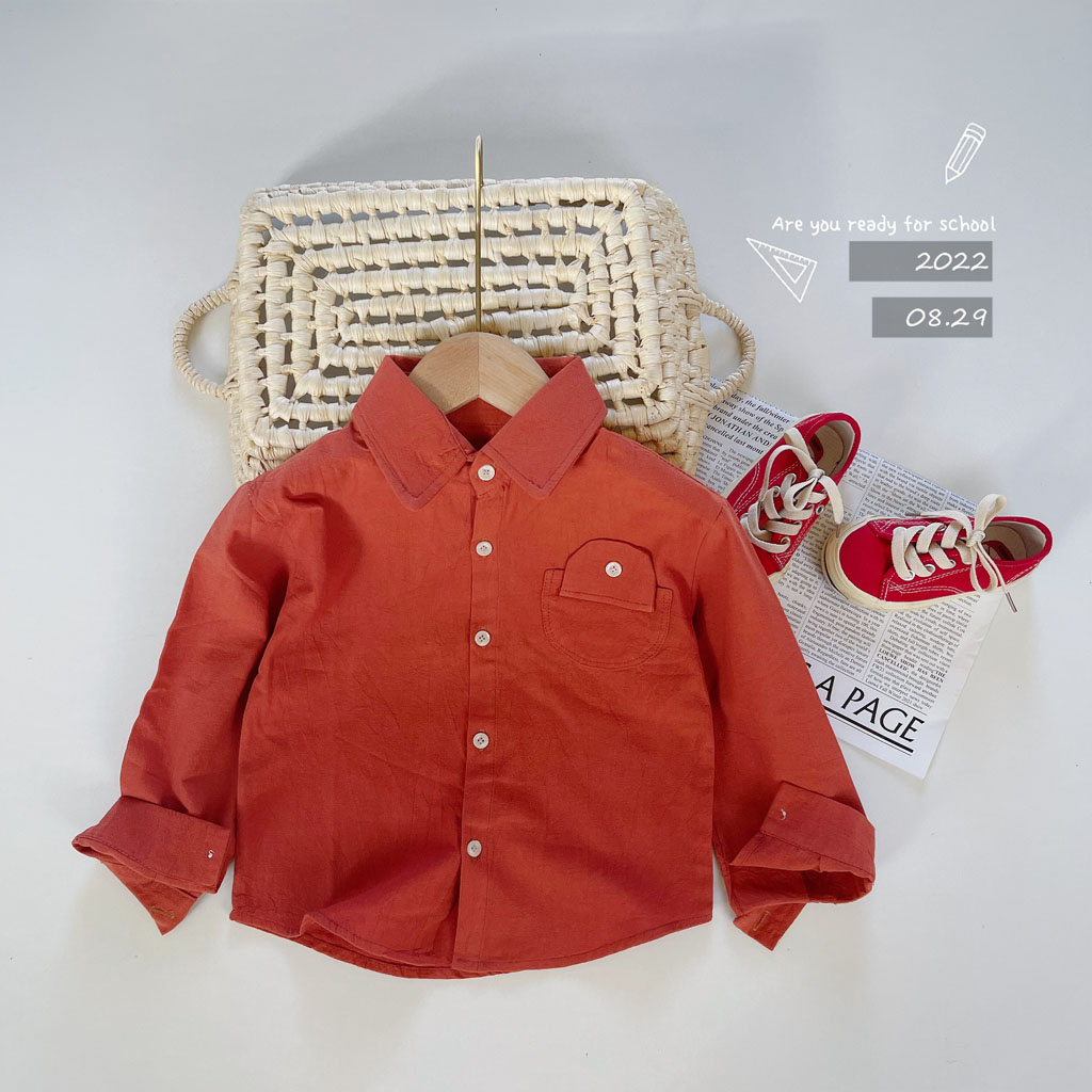 Áo Sơ Mi Dài Tay Cho Bé Trai chất Thô Đũi Cao Cấp Cho Bé Từ 10-27kg - LEON KIDS