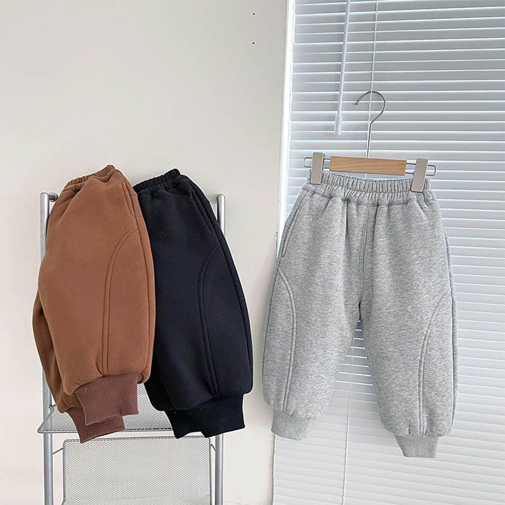 Quần Nỉ Bông Trơn Cao Cấp, Quần Thu Đông Dày Dặn Cho Bé Trai, Bé Gái Từ 7-25kg - LEON KIDS