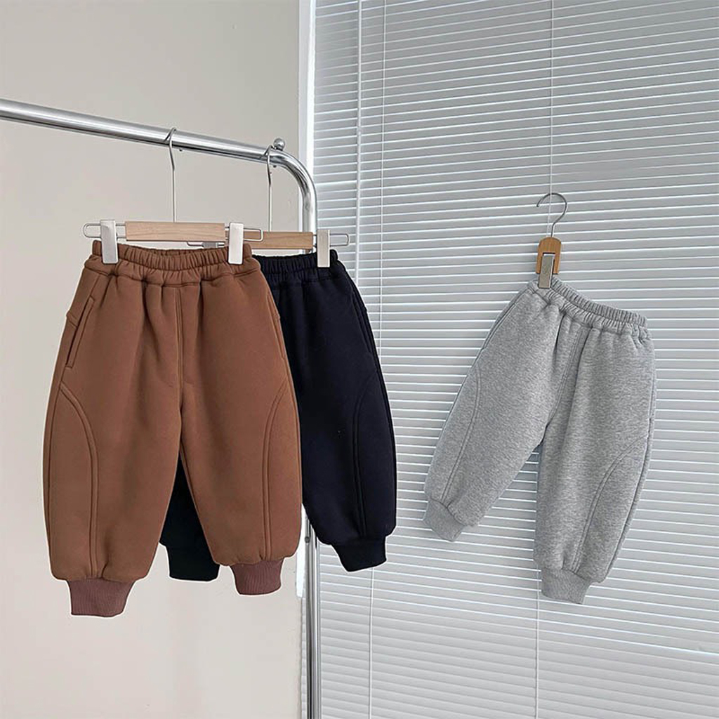 Quần Nỉ Bông Trơn Cao Cấp, Quần Thu Đông Dày Dặn Cho Bé Trai, Bé Gái Từ 7-25kg - LEON KIDS