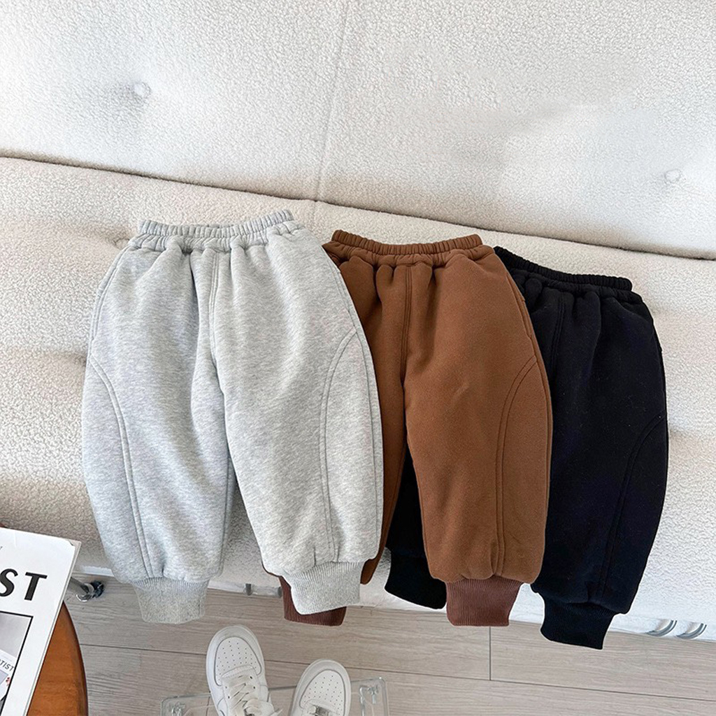 Quần Nỉ Bông Trơn Cao Cấp, Quần Thu Đông Dày Dặn Cho Bé Trai, Bé Gái Từ 7-25kg - LEON KIDS